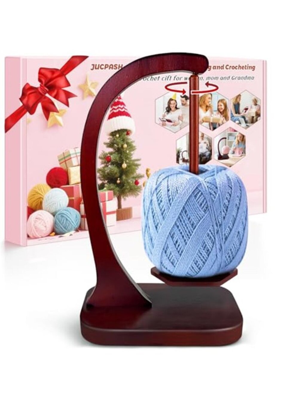 Wood Yarn Spinner Holder Knitting Crochet Yarn Dispenser Craft Organizer